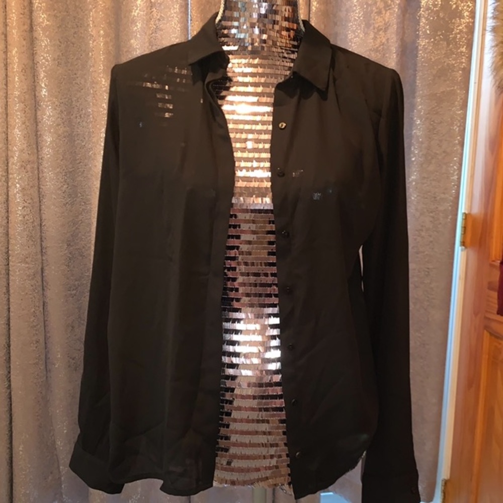 Zara Basic Black Blouse With Pink Bow - image 3